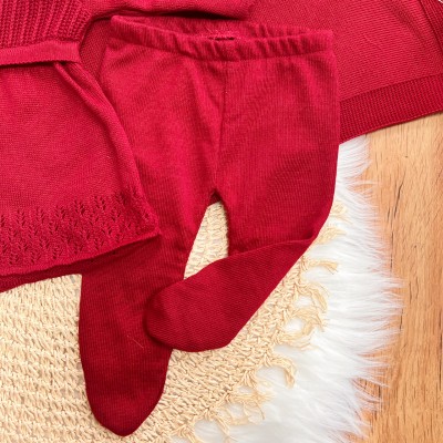  Saída de Maternidade Fofinho - Vestido e Calça - Vermelho